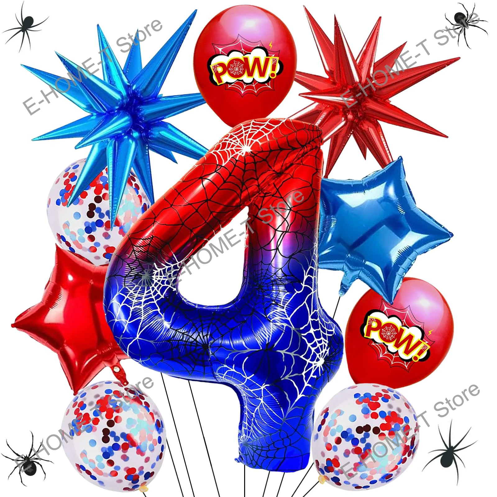 40-Zoll-Spinnen-Themenummer 0-9 Folienballon, großes Mylar für Kinder, Jungen, Filmliebhaber, Geburtstagsfeier, Jahrestag, Dekorationszubehör