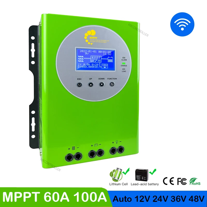 New MPPT Solar Charge Controller WiFi 100A 60A 12V 24V 36V 48V Battery Charge Regulator Solar Controller LCD Max PV 150VDC Input