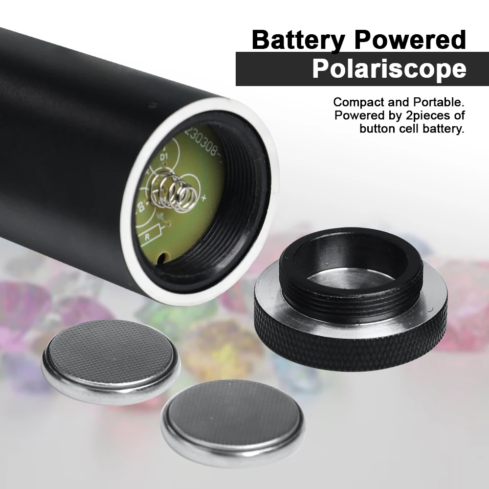 Professional Portable LED Polariscope, Desktop & Field Gemstone Identification Tool with Built-in LED Lamp, Optical Glass