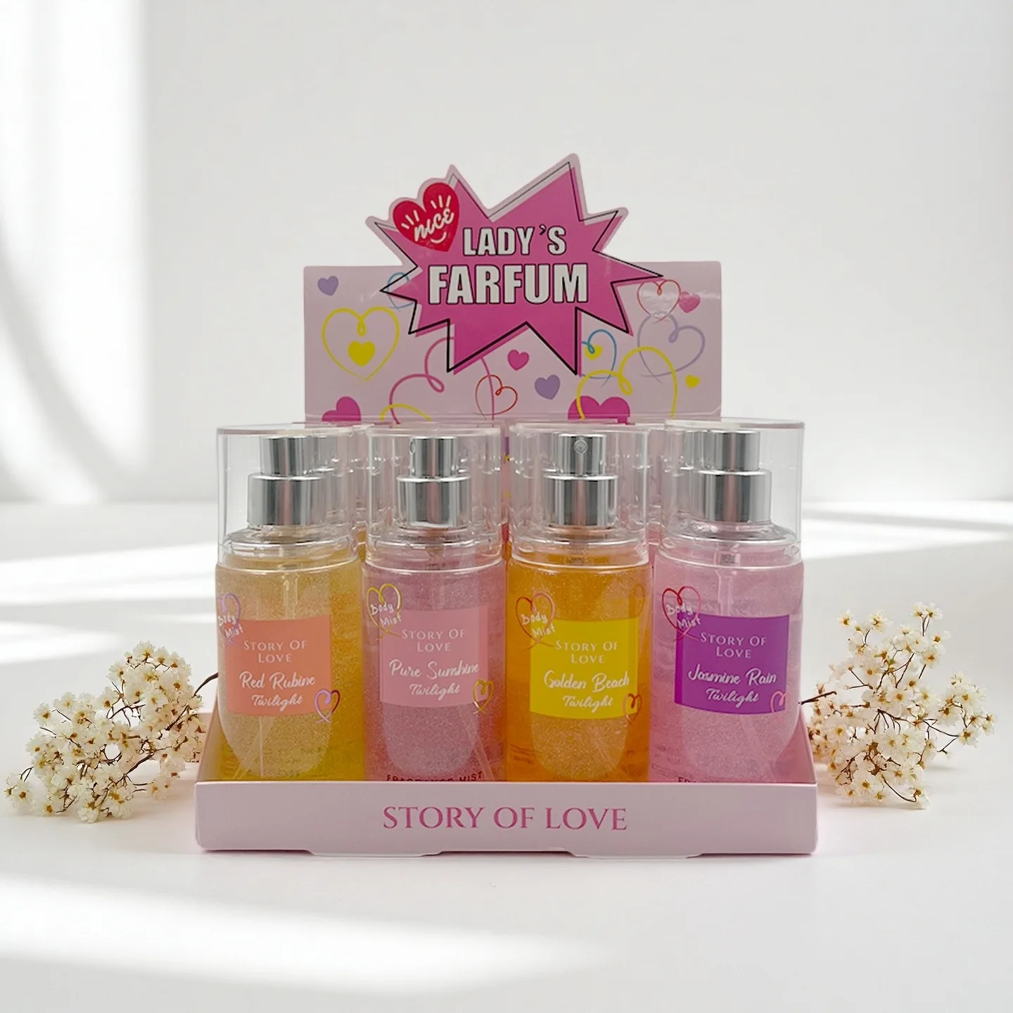 1 Set 4 Piezas Sorpresa 88ml Body, Locion Story Of Love Parfum