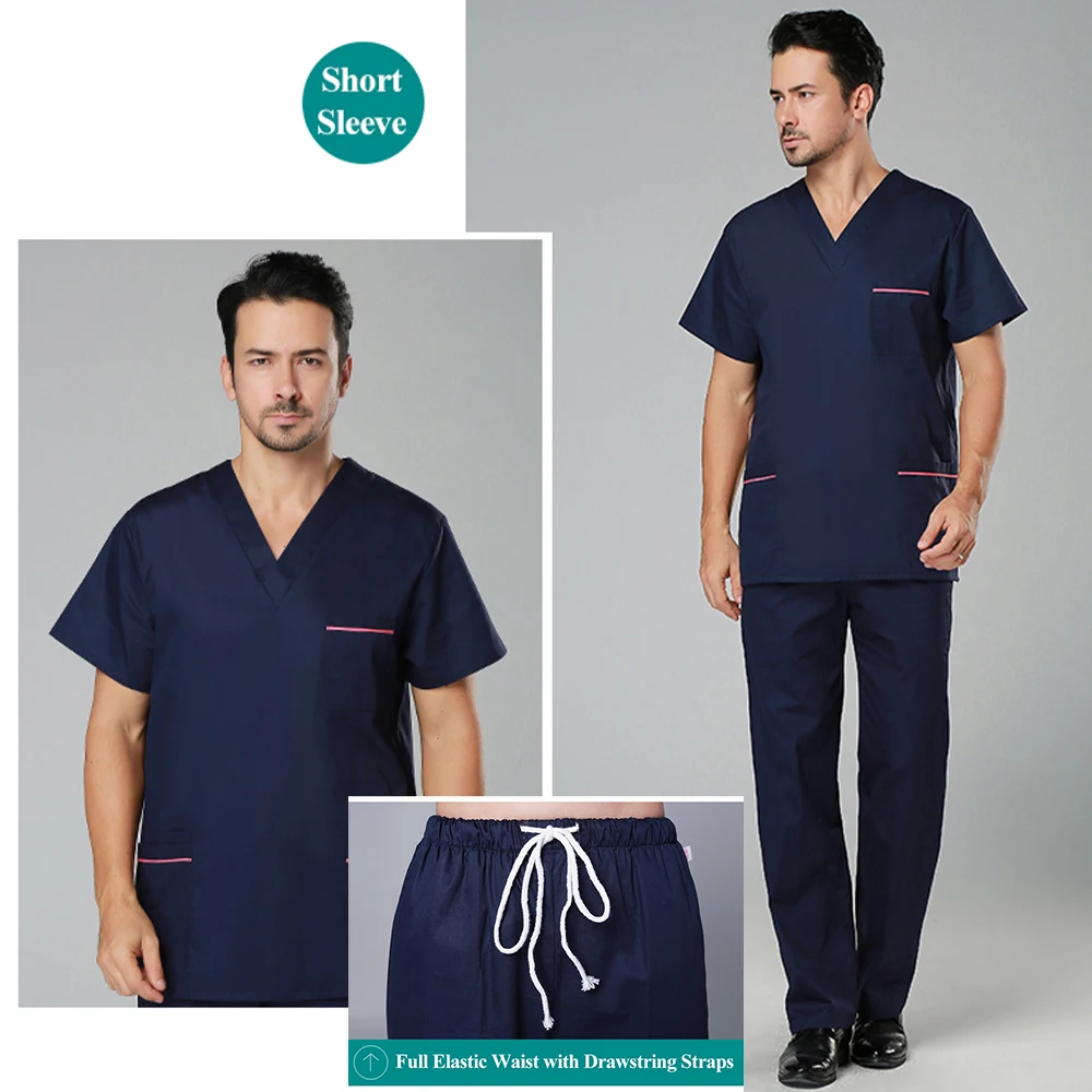 Durable Medical Scrubs Nurse Uniform Doctor Hospital Workwear Surgical Scrub Set Poplin Sanitary Clinical Aesthetic Suit 102