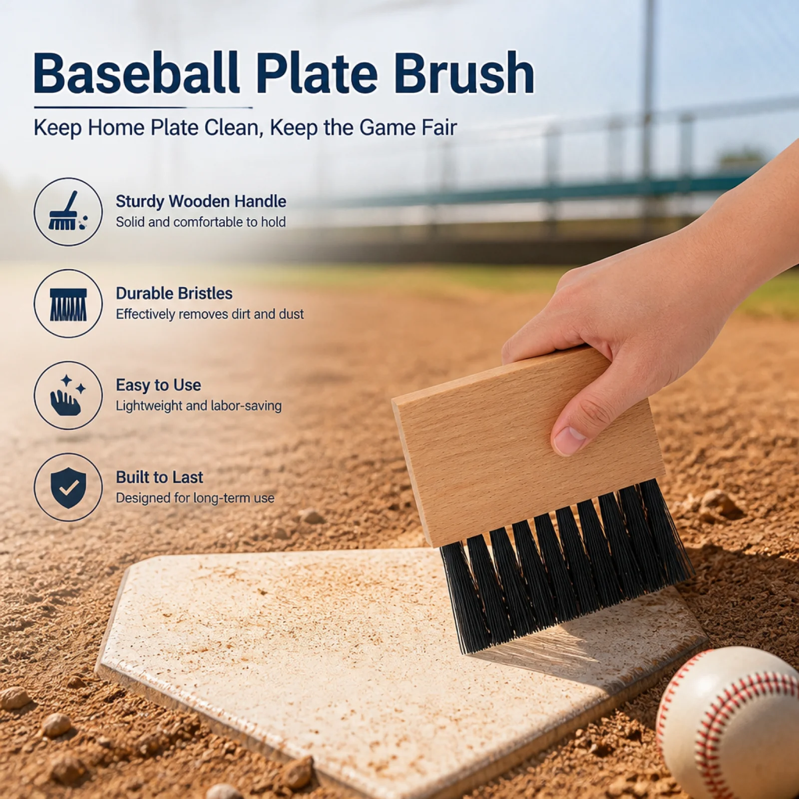 Umpire Brush,Professional Base Plate Supplies Portable Cleaning Tool,Softball Baseball Home Plate Brush for Events,Outdoor