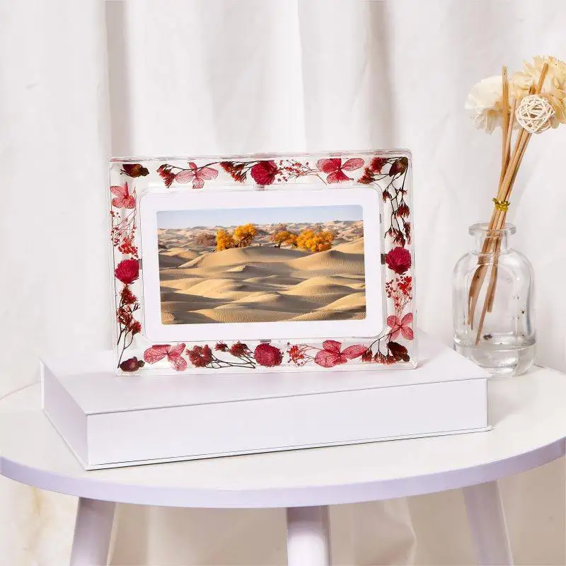 

New style 7 inches acrylic digital frames dried flower video picture photo frame 8GB memory 1500mah chargeable battery