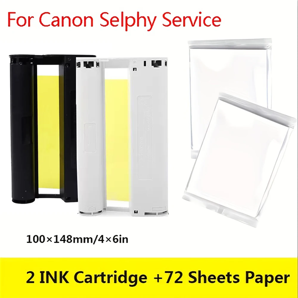 Photo Paper Set Compatible Canon Selphy CP1300 CP1500 CP1200 Printer KP-108IN 10x15cm 6' X4' 108 Sheets 3 Colour Ink Cassette