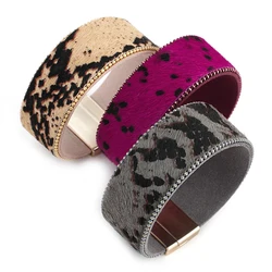 ALLYES Bohemian Snake Skin Pattern Leather Bracelet for Women Charm Wide Wrap Leopard Bracelets & Bangles Party Jewelry Gifts