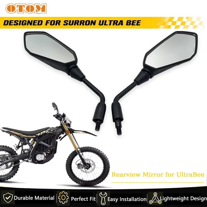 10mm Motorcycle Mirror Handlebar Rearview Cycling 360° Adjustable Rotate For SURRON Ultra Bee Surron UltraBee Electric Dirt Bike