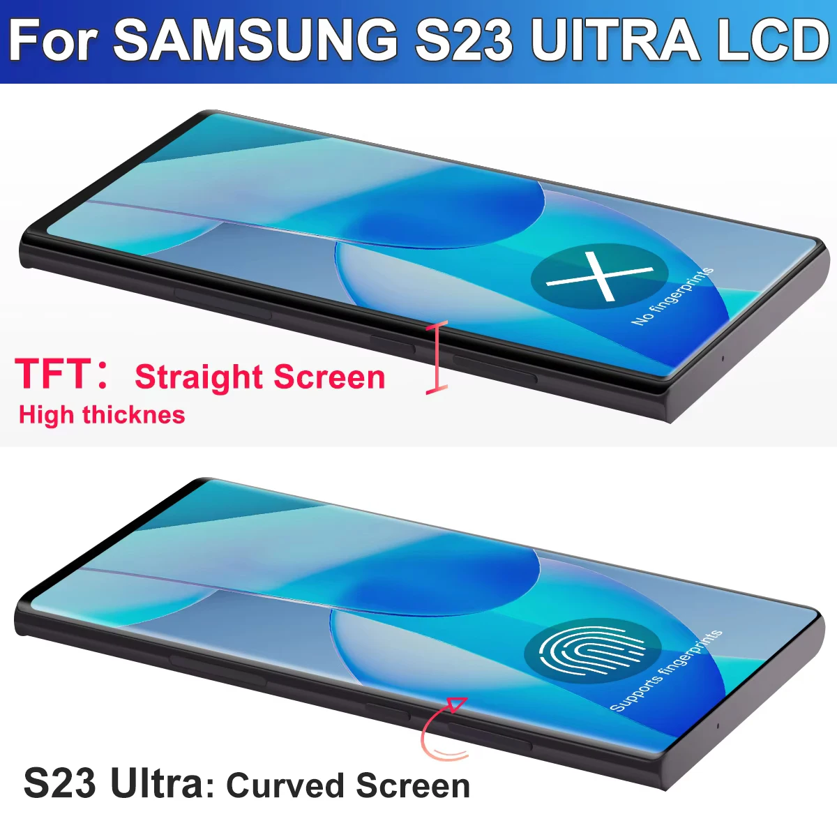 TFT Screen for Samsung Galaxy S23 Ultra S918B S918B/DS Lcd Display Digital Touch Screen with Frame for Samsung S23 Ultra