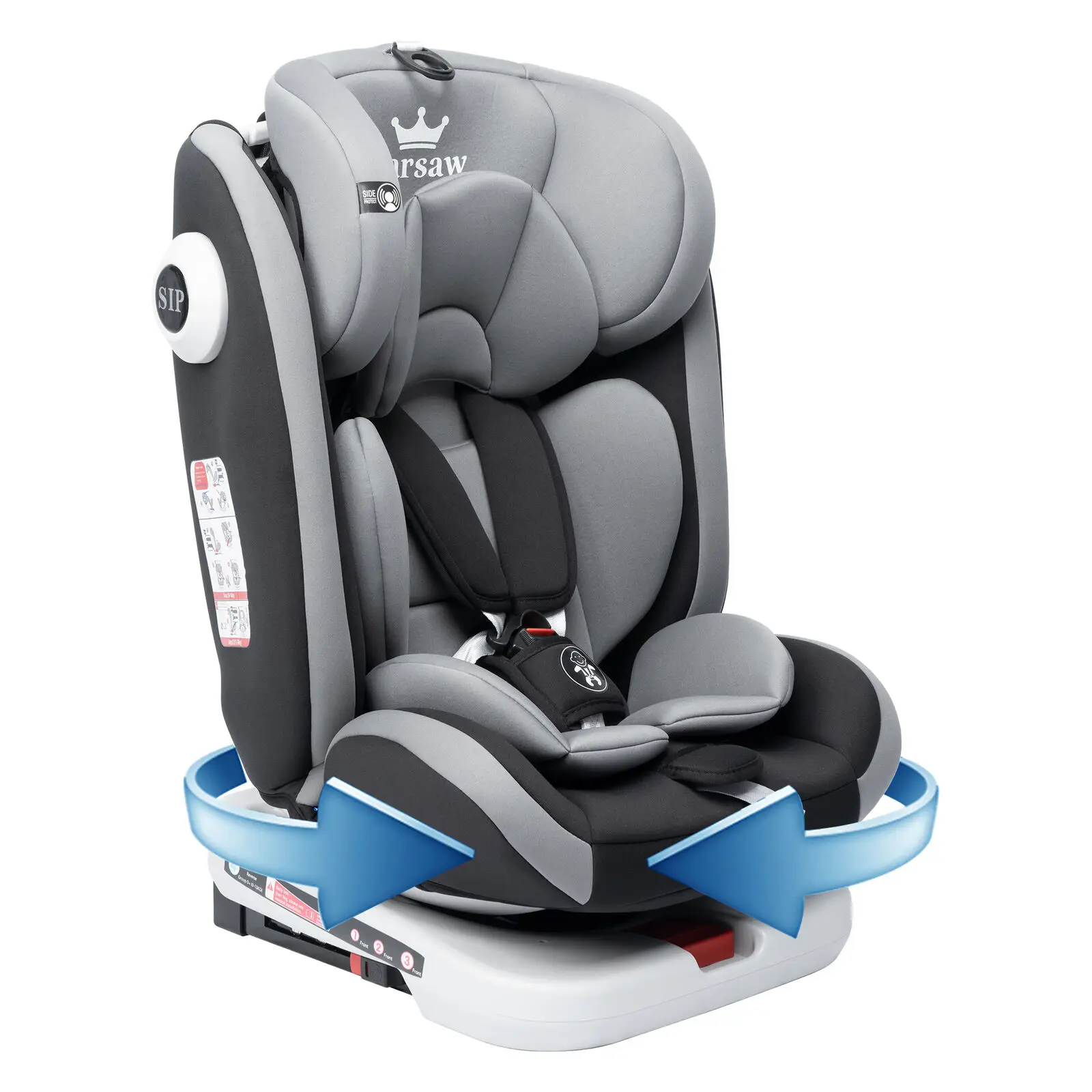 AP02 KL005 Child Car Seat 360° Rotatable ECE ISOFIX and Rest Position 5-Point Harness 9-36KG Group 0+1/2/3 9-36 kg/0-12 Years