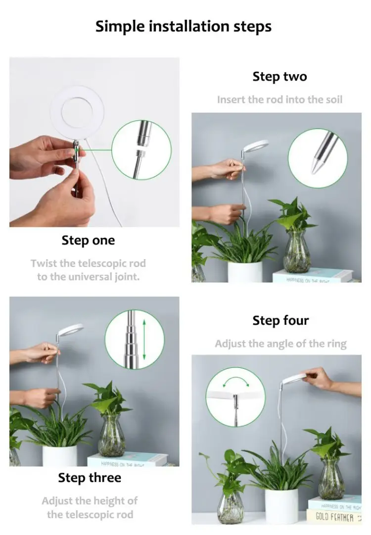 Full Spectrum LED Grow Light Adjustable Dimmable Lamp with Timer Telescopic Stand for Indoor Plant Hydroponics Succulent Growing image 6