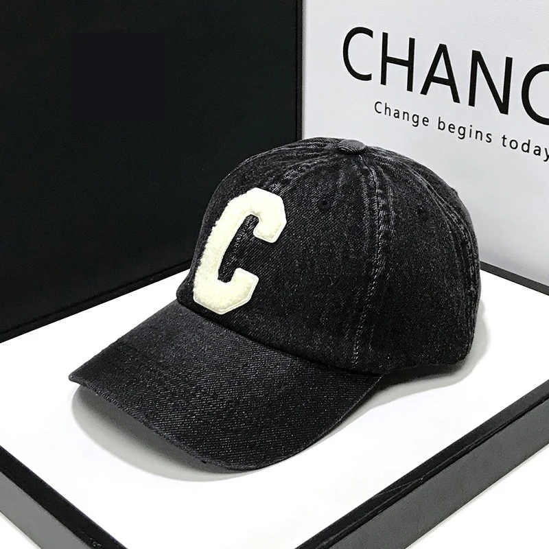 Casquettes de baseball en denim pour hommes et femmes, décontracté, 100% coton, lettre C, printemps, été