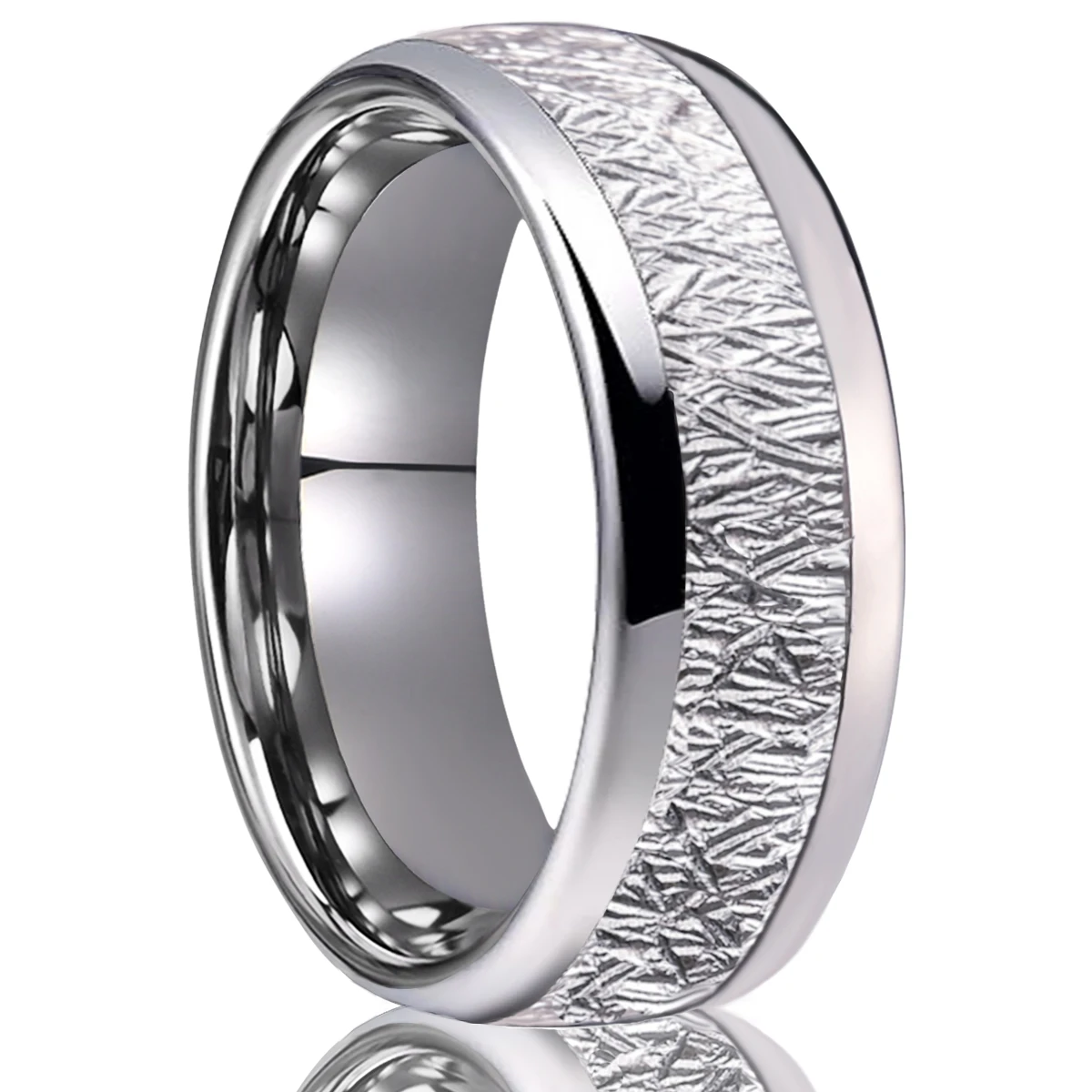 

tungsten carbide rings for men and women 8mm silvery simple men's engagement and Wedding bands Imitation meteorite inlay