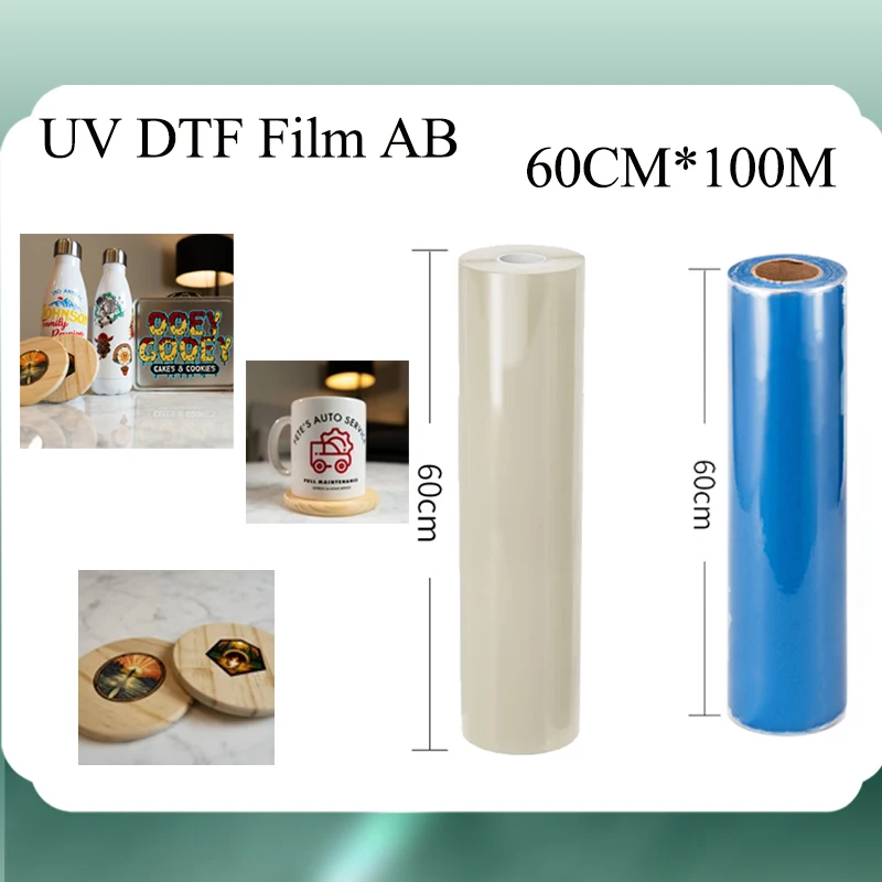 Imagem -02 - Filme uv Uma Impressora Plana Filme b Etiqueta Dtf Filme ab Máquina de Laminação Etiqueta de Transferência 60cm 100m