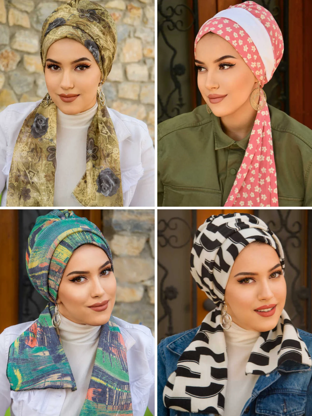 Patterned Scarf Bonnet, Turban Hijab Muslim Fashion Casual Bonnet Woman Indispensable for Modern and Stylish Women