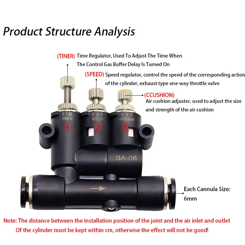 External Adjustable Air Buffer Stroke Cylinder With Speed Adjustment Buffer Cylinder Pneumatic Joint Buffer Time Can Be Adjusted