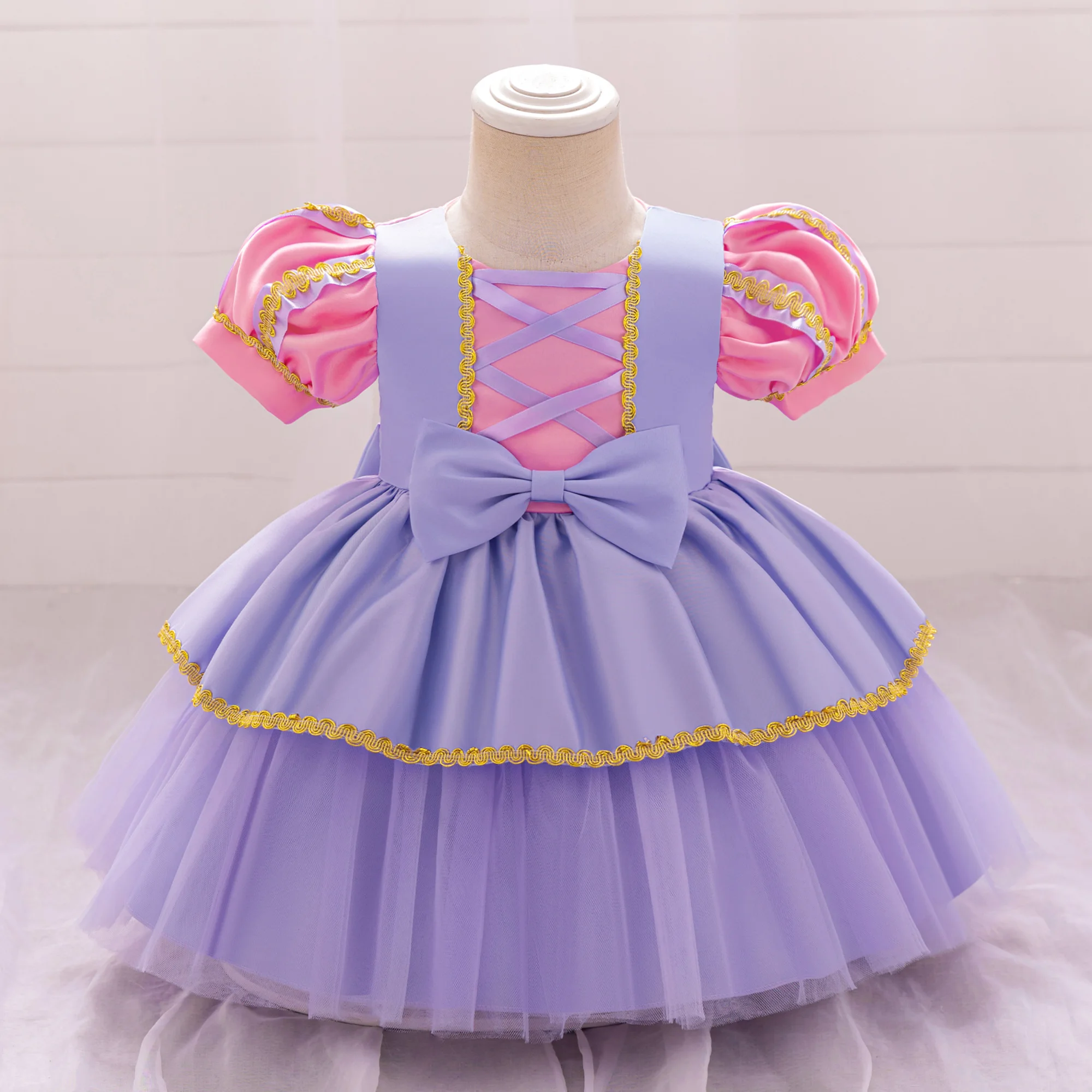 Sofia Rapunzel Princess Baby Dress for Girl Purple 1 Yrs Birthday Party Dresses Wedding Kids Clothing Carnival Halloween Costume