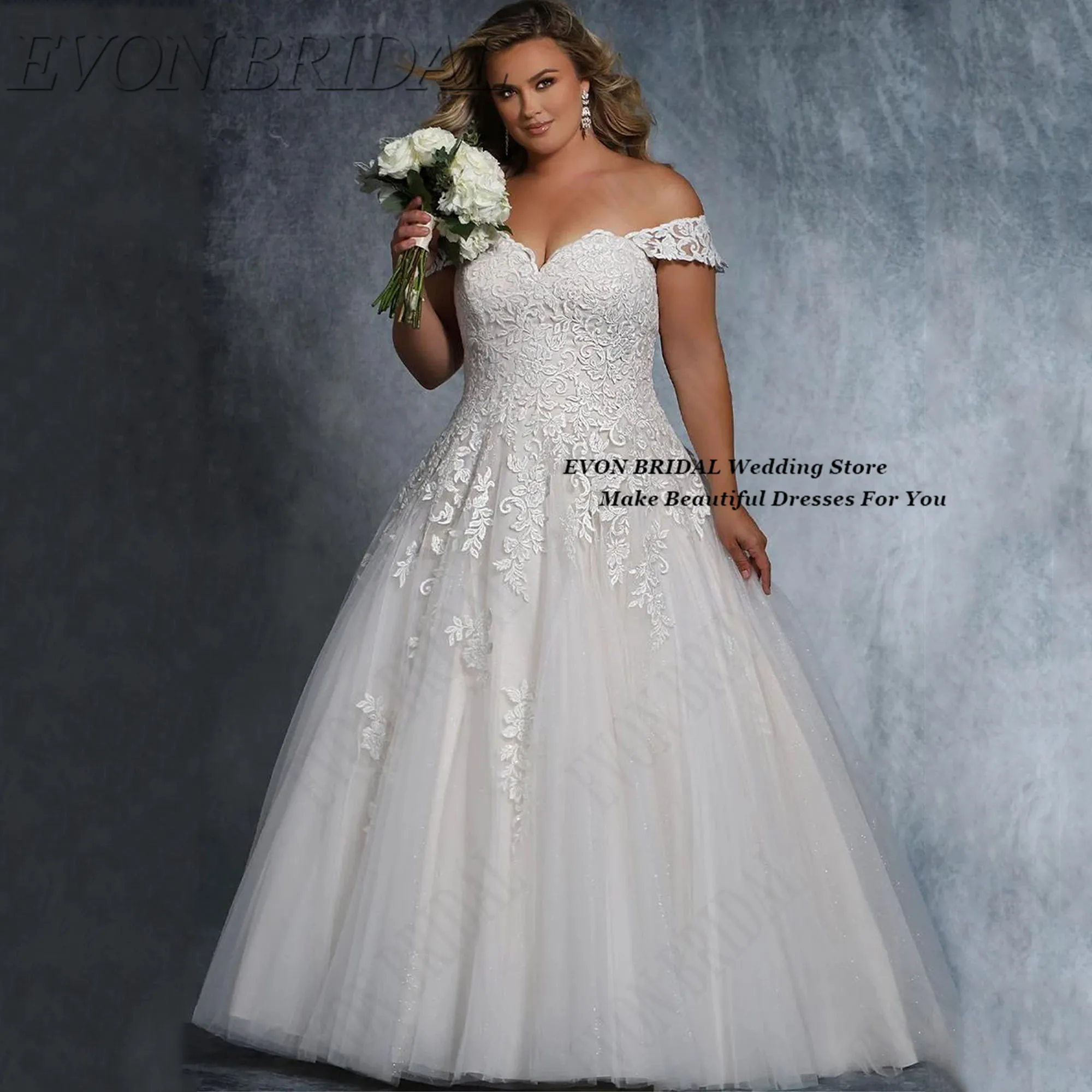 

Свадебные платья больших размеров для гражданской свадьбы, легкие тюлевые платья цвета шампанского, платье невесты с аппликацией, платье de novias по индивидуальному заказу EVON BRIDAL