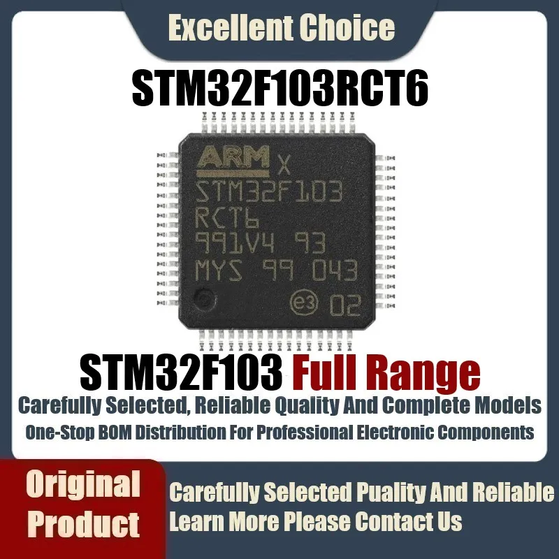 1-10Pcs/Lot Original Authentic STM32F103RCT6 RCT6 Package LQFP-64 72MHz 256KB MCU STM32F103 Full Range