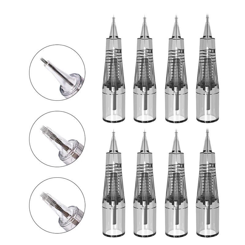 

20PCS Tattoo Cartridge Needles 1R/3R/5F/7F /U9 Sterilized Safety Hemp-free Spiral For Eyebrow Eyeliner Permanent Makeup Needles