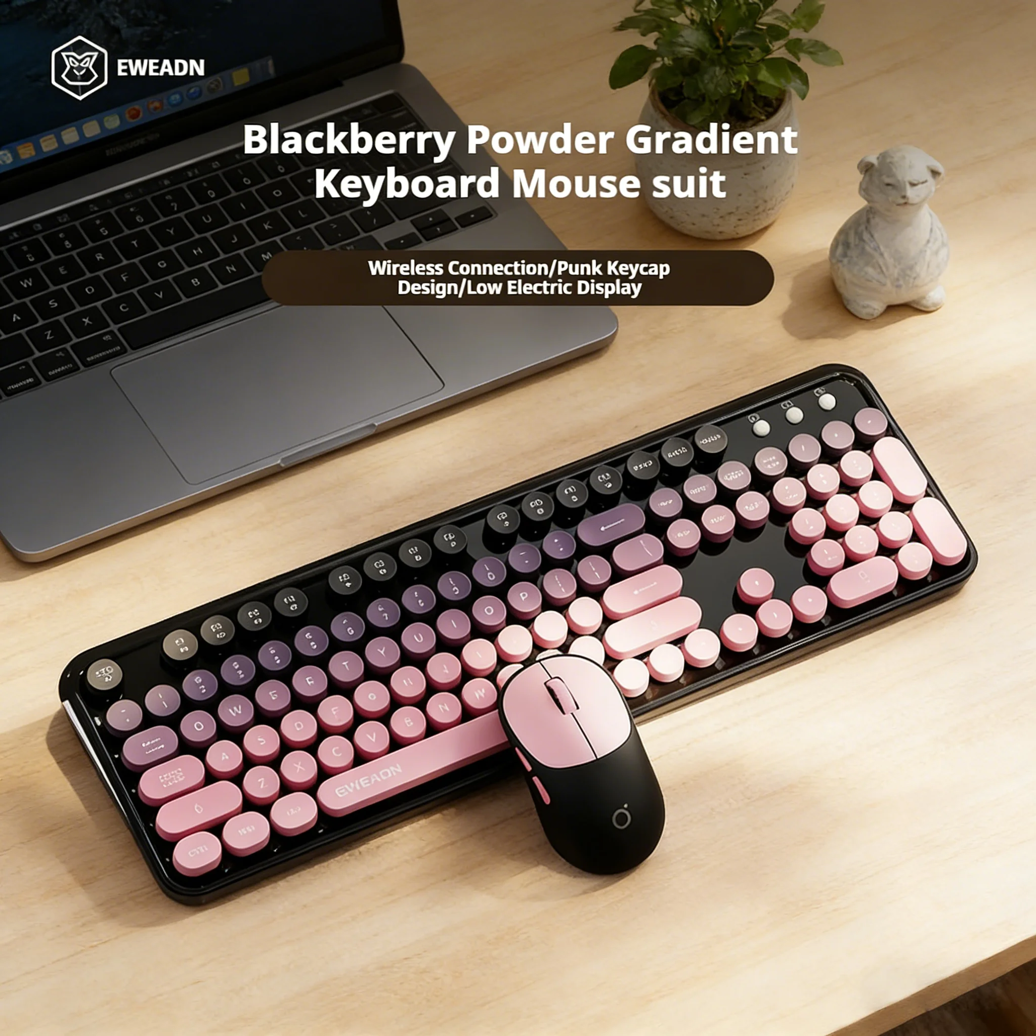 EWEADN V96 Wireless Keyboard And Mouse Set Retro Punk 2.4G Silent Ergonomic Gaming Keyboard with Mouse for Office And Laptop Use