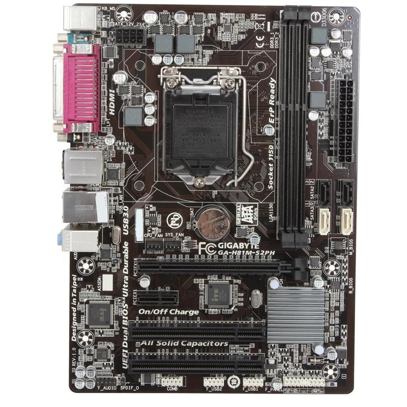 

Б/у Материнская плата GIGABYTE GA-H81M-S2PH LGA 1150 Intel H81 HDMI SATA 6 Гб/с USB 3,0 Micro ATX Intel