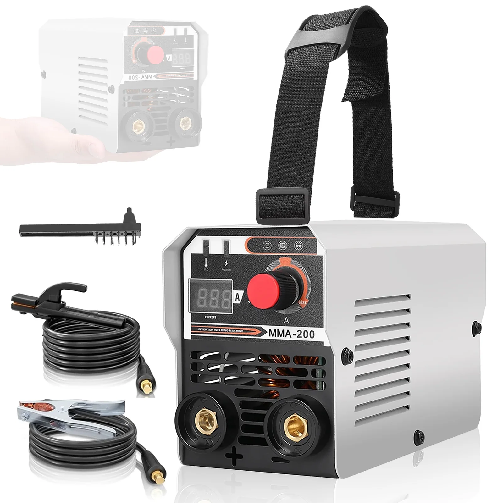 Máquina de soldadura MIG MMA, soldador invertido IGBT DC, alimentación automática de cables, soldadura de contacto, soldador de arco sin blindaje con luz LED