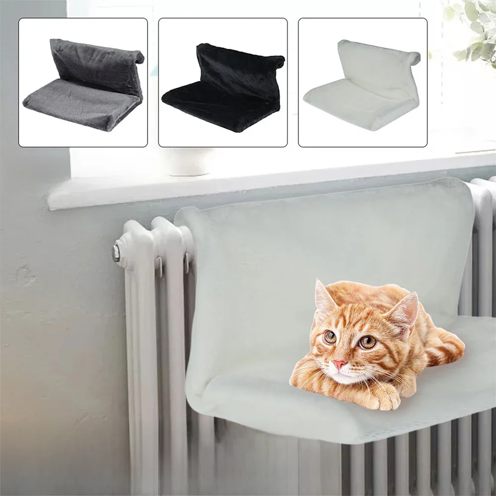 Kat Radiator Bed Opknoping Cat Cradle Hangmat Klein Huisdier Ophangbed Met Metalen Frame Luxe Warme Fleece Mand Voor Katten - afbeelding 2