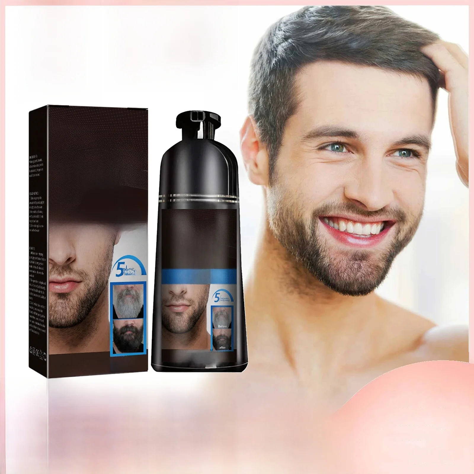 Shampoing de teinture pour barbe naturelle, réparation permanente, épilation blanche et grise, moustache instantanée, teinture, coloration rapide pour barbe pour hommes