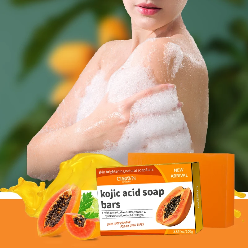 Papaya Handmade Soap Lines & Wrinkles Rich Delicate Foam with Papaya Extract Moisturizing Body Soap for Face & Body Kojic Acid