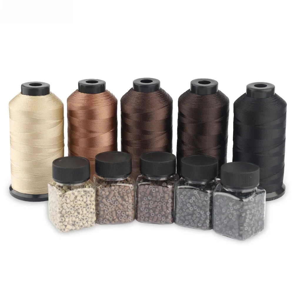ARLANY 1000 Stuks Micro Ringen Links Kralen Inslag Extension Kit Met Nylon Gebonden Naaigaren Voor Naai-In Inslag haarverlenging - afbeelding 2