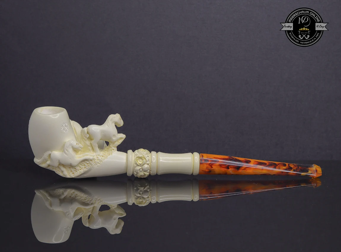 Handmade Block Meerschaum  Horse Pipe