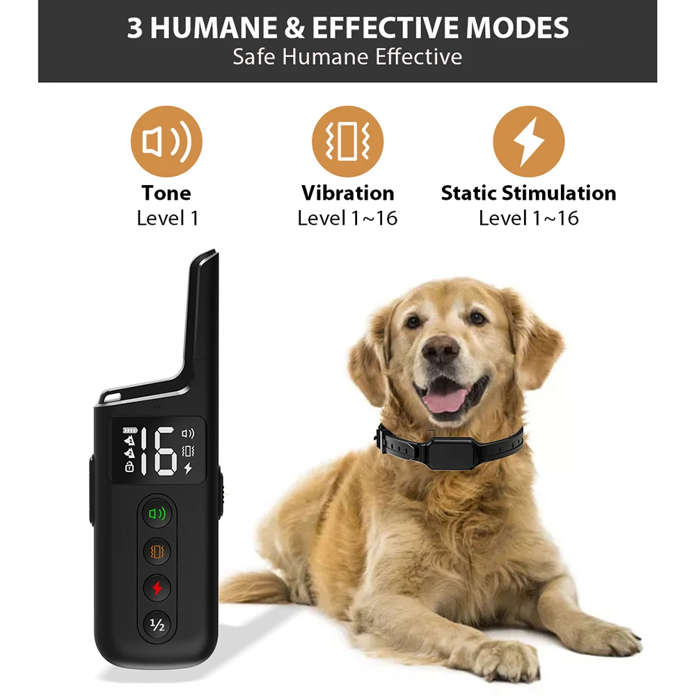 For 2 Collars  Electric Shock Column Powerful Electric Shock Collar Dog Vibration Electric Shock 300M Remote Control Training