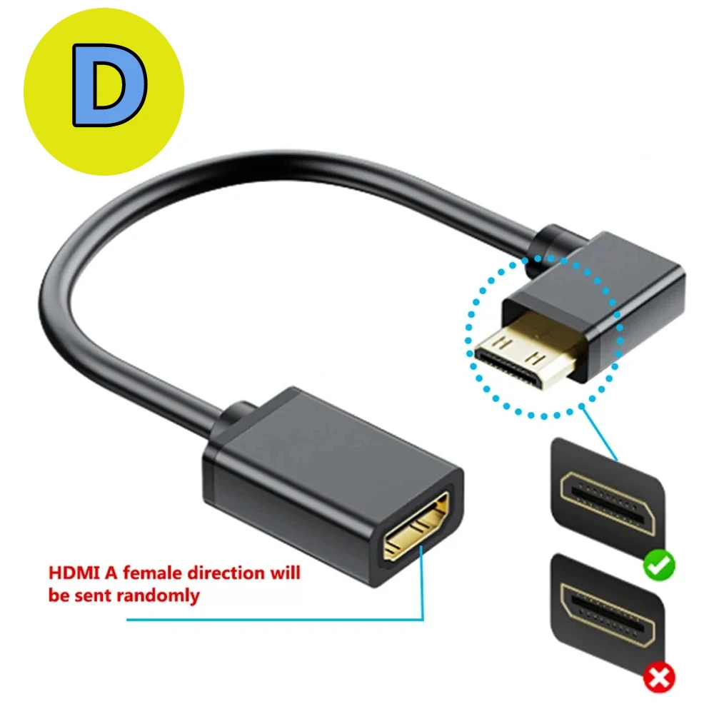 Tragbares Mini-HDMI-zu-HDMI-Buchsenadapterkabel 4K 60Hz, gerade oder abgewinkelt, HDMI-zu-Mini-HDMI-Kabeladapter, HDMI 2.0 Version – Detail 9