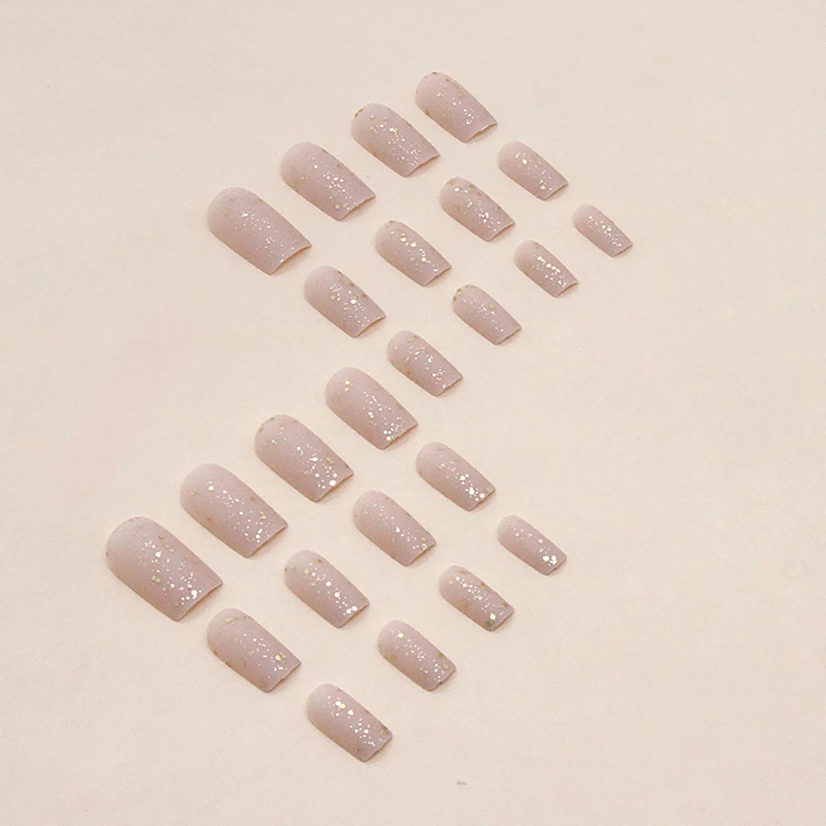 24 pieces of medium square frosted texture fragments glitter wearable nail pieces & 1 rubbing strip & 1 jelly glue