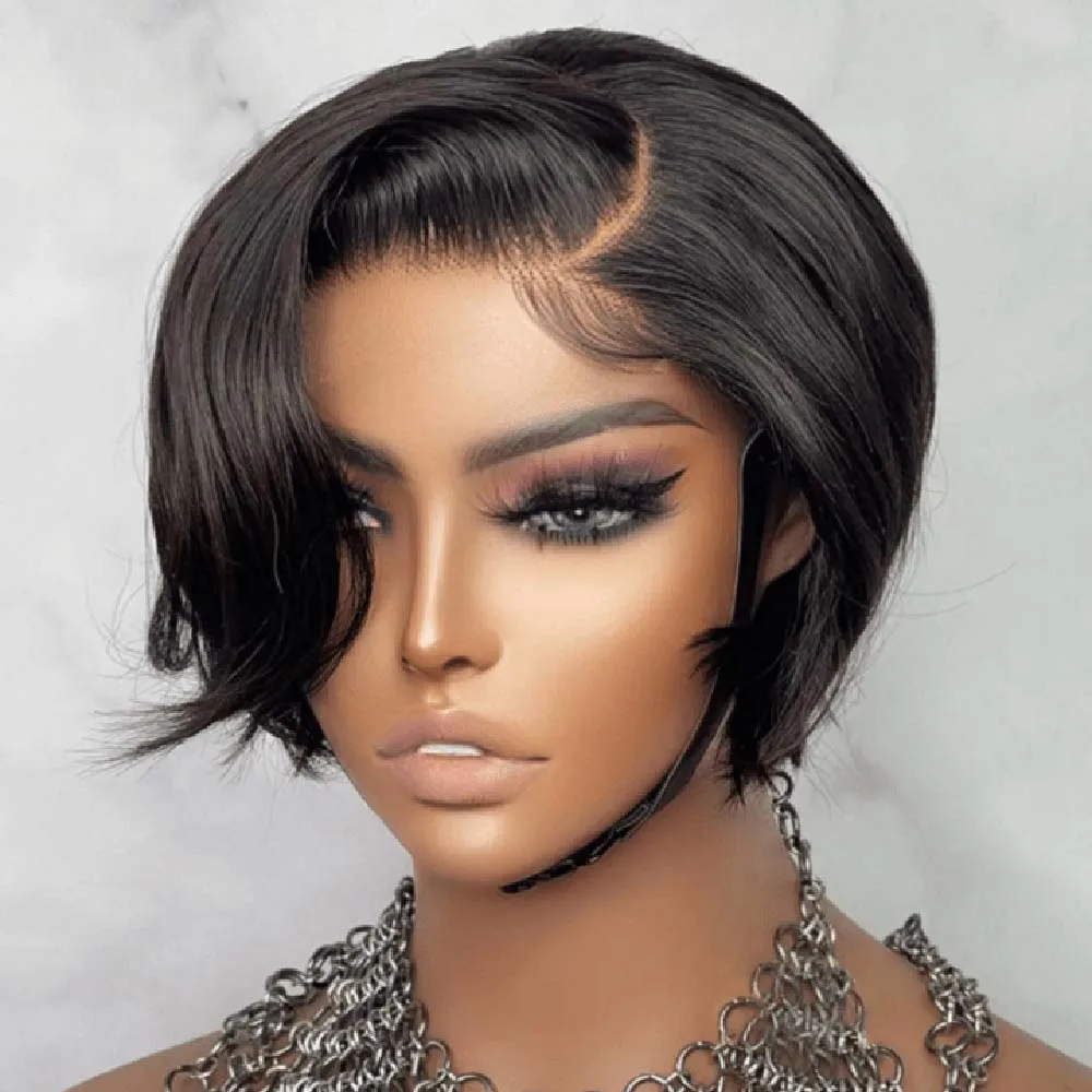 

Straight Pixie Cut Wigs Human Hair Wigs 13x4 Lace Frontal Human Hair Wigs Short Bob Wig 180% Density Pre Plucked For Black Women