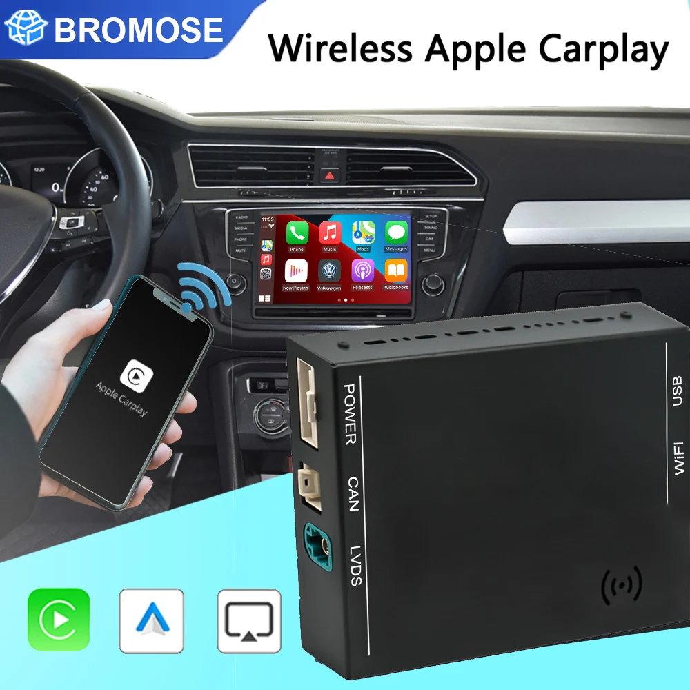 Bromose Wireless Carplay Android Auto Modulo Box Per VW Volkswagen Skoda Octavia A5 Golf 7 Polo Passat B8 Specchio di Collegamento MIB MIB2
