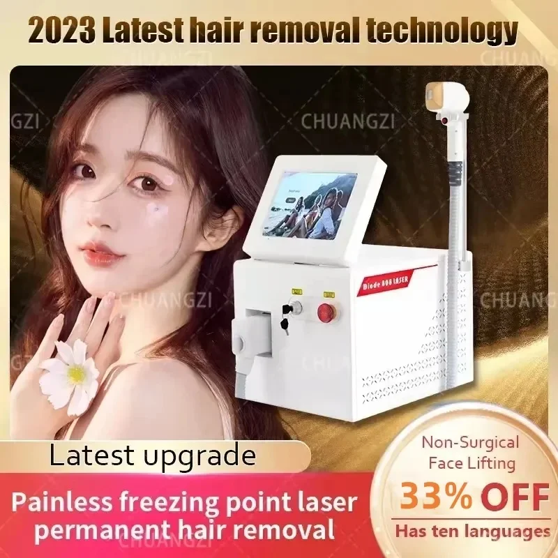 

Newest Painless Hair Removal Equipment Diode La-ser Hair Remover 2000W 3 Wavelength Ice Platinum 755nm 808nm 1064nm Cooling