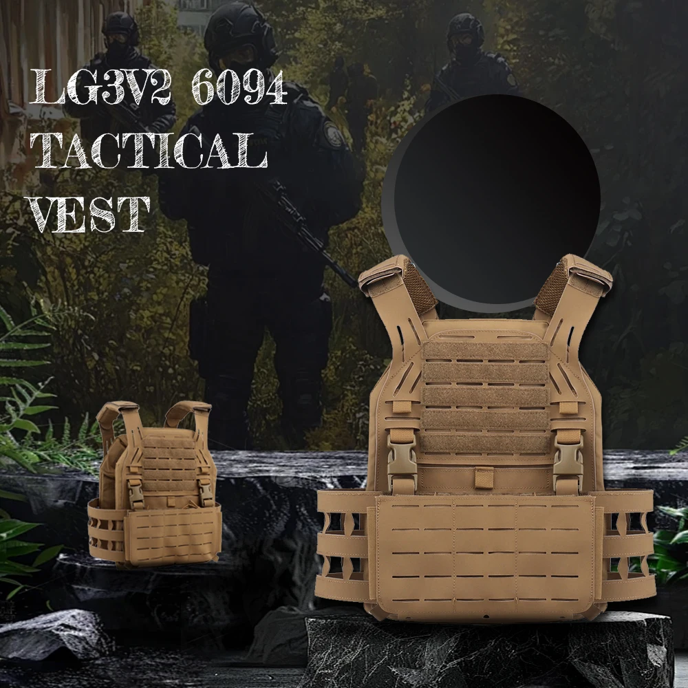 

Tactical LG3V2 Vest Thickened Shoulder Pads Breathable MOLLE Modular Gear Chest Rig Laser Cut Militar Hunting Airsoft Vest
