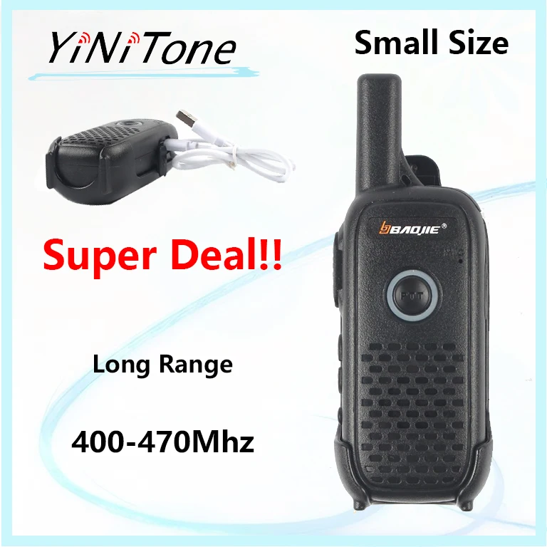 

2 Pack Mini Walkie Talkie Baojie BJ-Q2 2W UHF 400-470Mhz 16 Channel Portable Rechargeable small size Long Range Two Way Radio