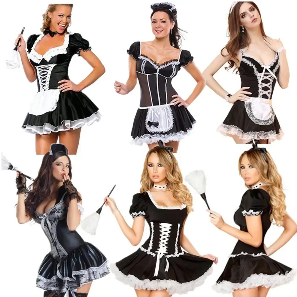 Plus Size S-6XL Halloween Kostuums voor Vrouwen Sexy Exotische kleding Meid Cosplay Late Nite Franse Meid Kostuum Dienaar Cosplay - afbeelding 2