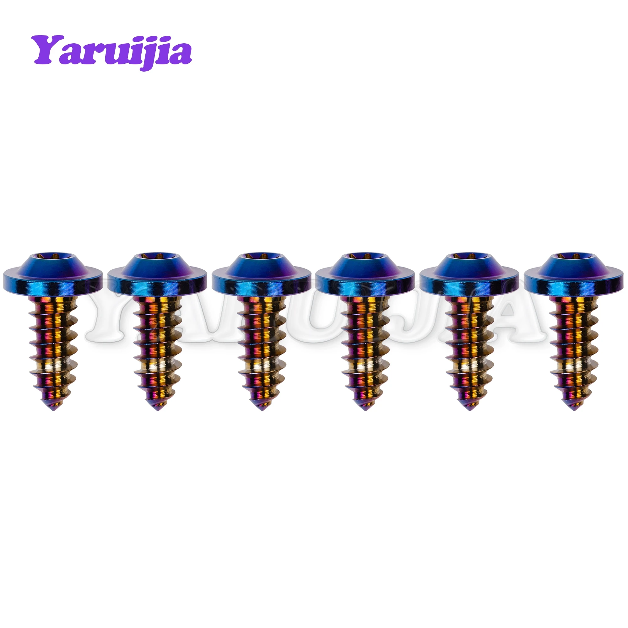 Yaruijia Titanium Bolt M4/M5/M6x15/17/20mm Torx Head Self-Tapping Button Screw for Motorcycle Bike Car 6pcs