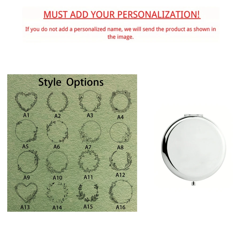Personalized Laser Engraved Compact Makeup Mirror, Custom Name Pocket Mirror, Ideal Holiday & Birthday Gift for Women image 3