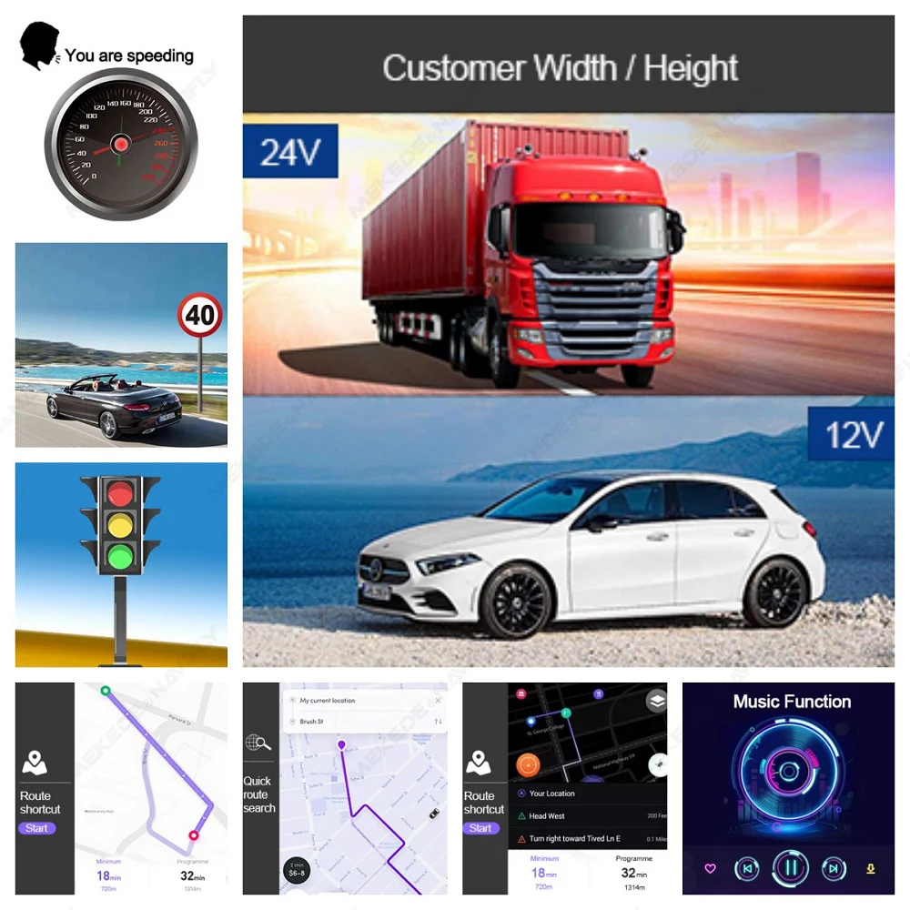 2025 7 "9" НОВЫЙ Автомобильный GPS-навигатор HD Сенсорный экран Спутниковая навигация Вфлайн 2D 3D GPS-навигация Подсказки голоса и изображения