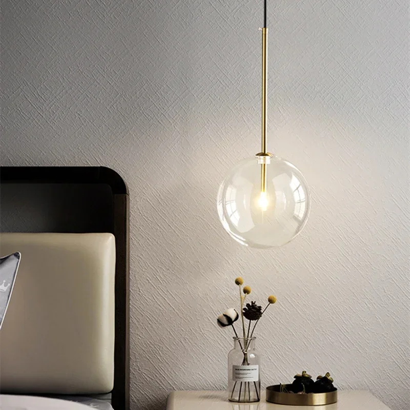 Moderne Led Hanglamp Glas Bal Slaapkamer Opknoping Nordic Living Indoor Decor Verlichting Keuken Bar Ronde Goud Schorsing Lichten - afbeelding 2