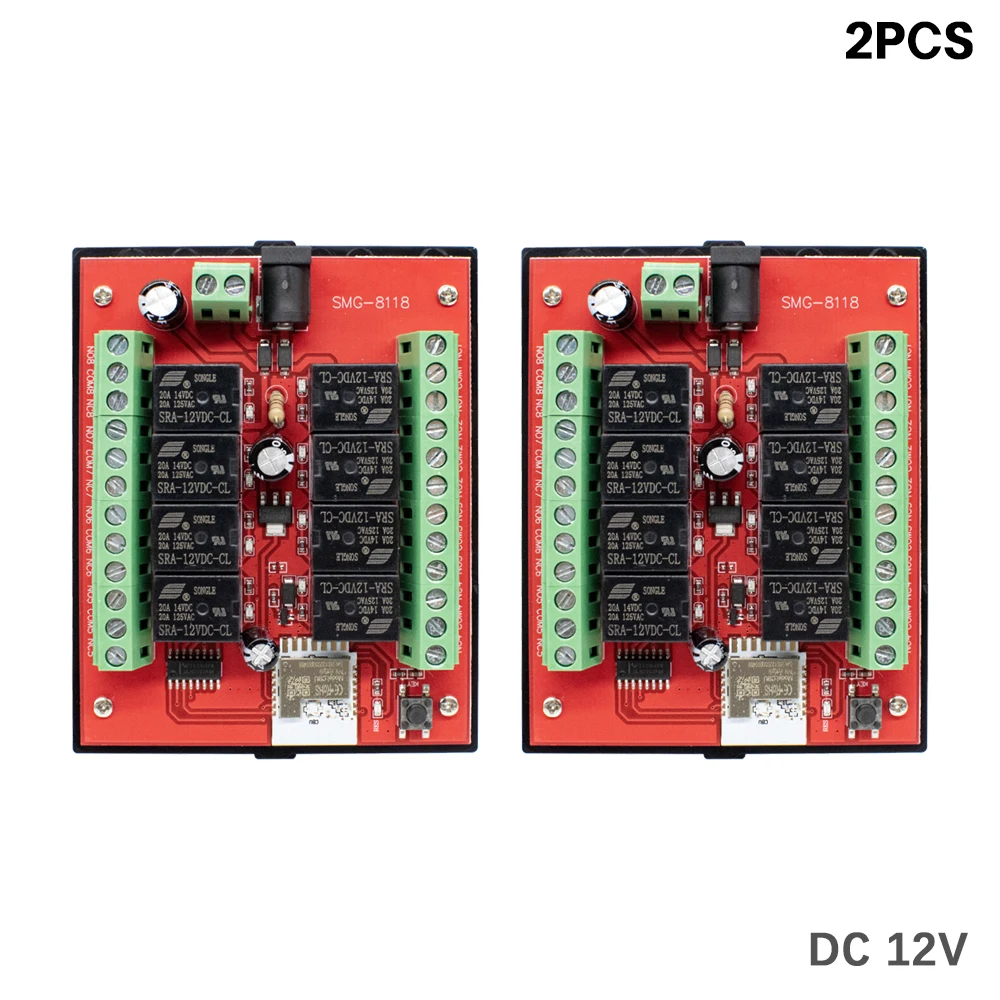 2PCS Tuya Wireless Switch Module DC 12V 24V 8 Channels WiFi Relay Module APP Remote Control for DIY Smart Home Automation