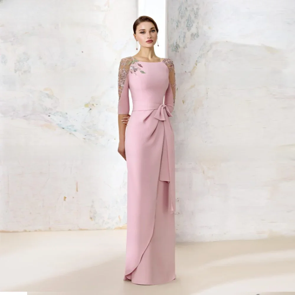 FELICITY Mode Roze Moeder van de Bruid Jurk 2025, Zeemeermin Bruiloftsgast Jurken Applique Aangepaste Strik Feestavondjurken - afbeelding 2