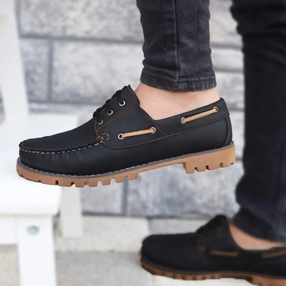 

Men's Black Lace-Up Classic Shoes Summer Orthopedic Perfect Comfortable Sweatproof Odorless Flexible Sole 1st Class Material