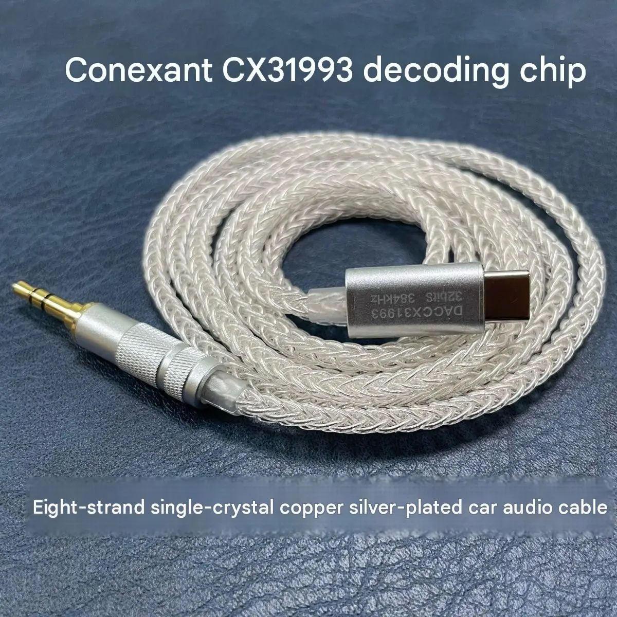 CX31993 Type-C to 3.5mm HiFi Cable, Silver-Plated Braided Lossless Audiophile Wire