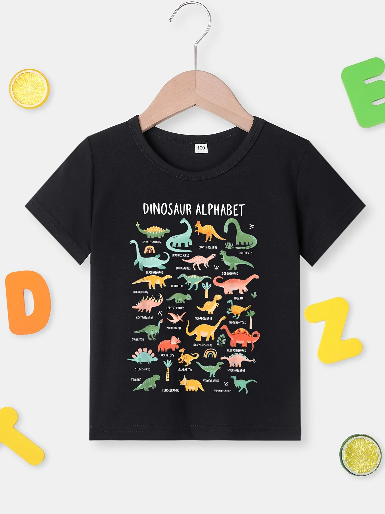 Dinosaur Alphabet Print Men Women Creative T Shirt Casual Breathable Comfortable Short Sleeve Unisex Summer Kids Streetwears Tee