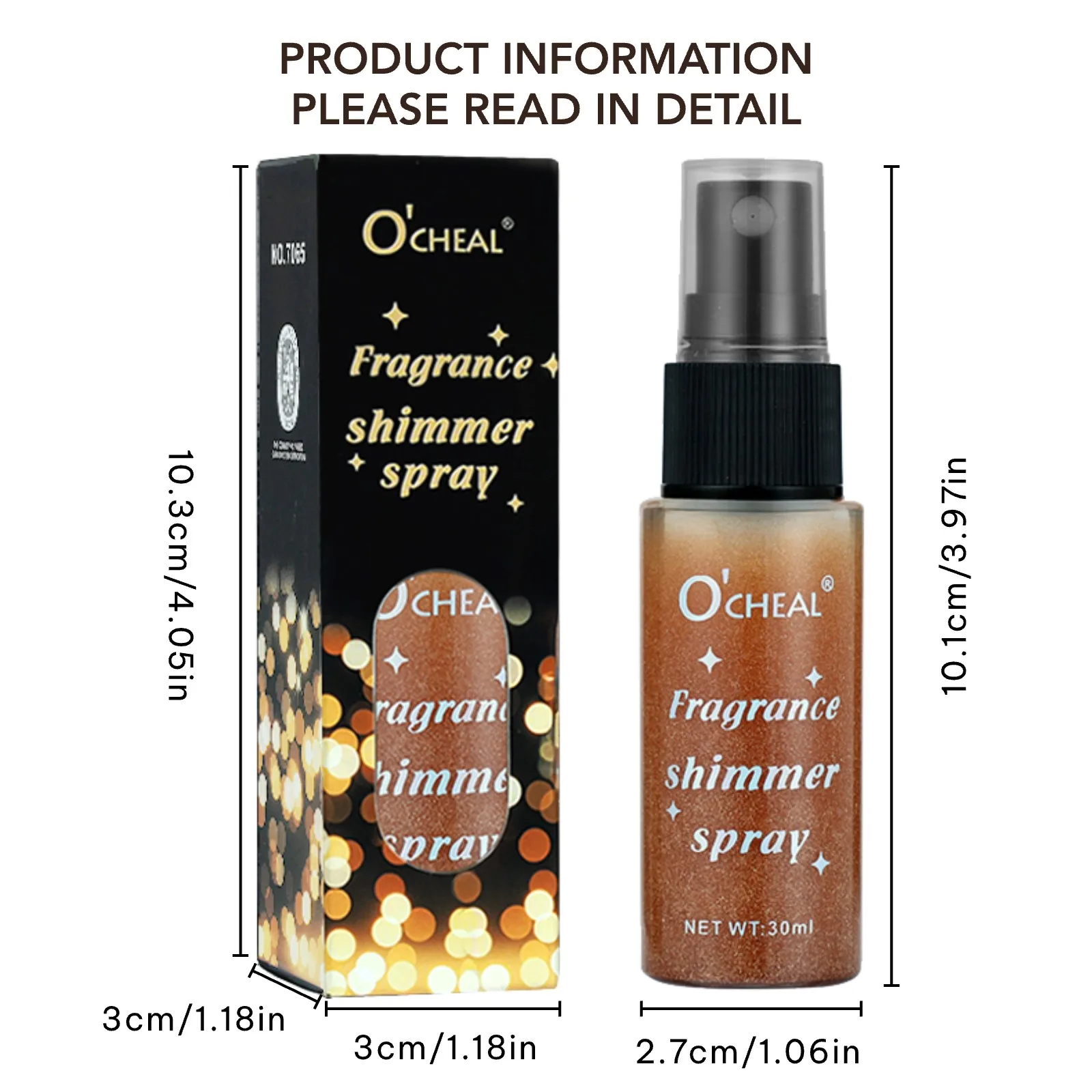 Ocheal 30 ml Duft-Schimmer-Glitzer-Spray, leuchtend hell, Textmarker-Puder-Spray, langanhaltendes Körperhaar, Hand- und Hals-Kleidung