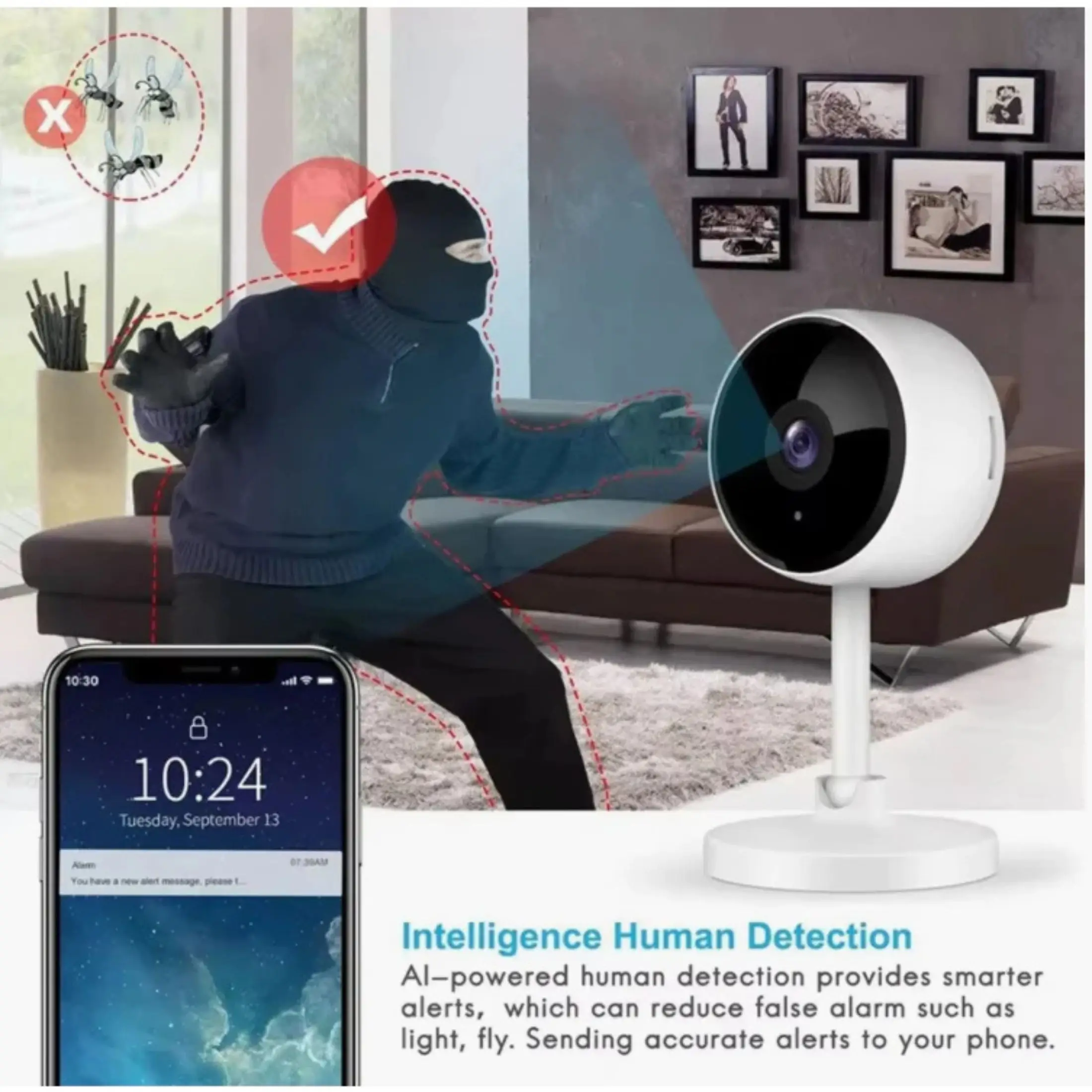 كاميرا الأمن الذكية - مربية إلكترونية، رؤية ليلية، TUYA - Bivolt HD Wi-Fi #5